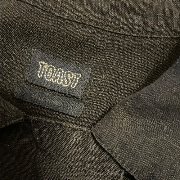 TOAST Navy Button-Up Linen Shirt - Picture 6 of 8